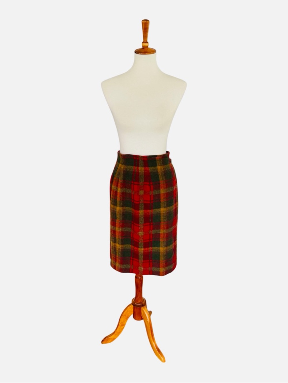 Vintage 80s Pendleton Size 8 Knockabout 100% Wool Red Green Plaid Wrap Skirt USA - Picture 2 of 9